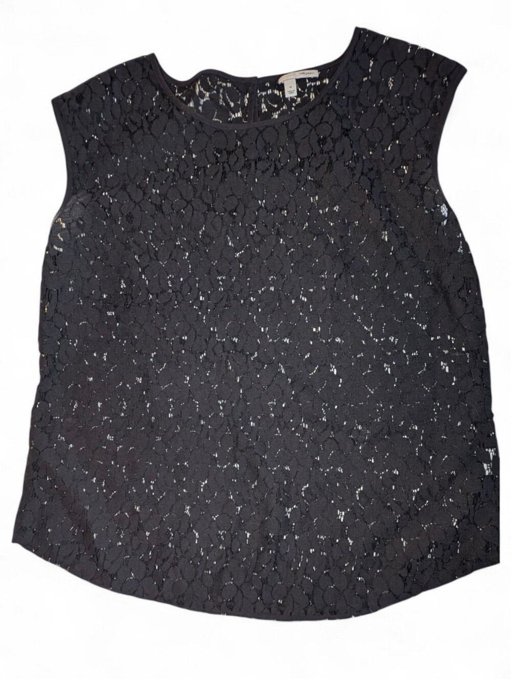 Halogen Black Lace Shell Top Sleeveless Floral Lace Medium Date Night Whimsigoth
